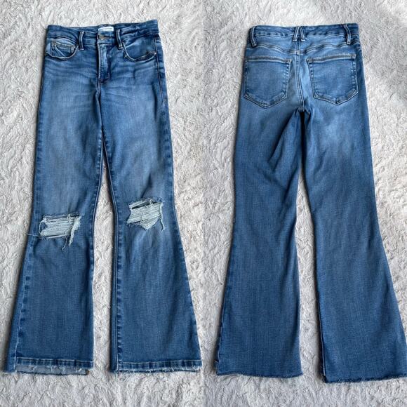 Good American good legs crop mini boot jeans kick crop flare bootcut distressed - Picture 10 of 14